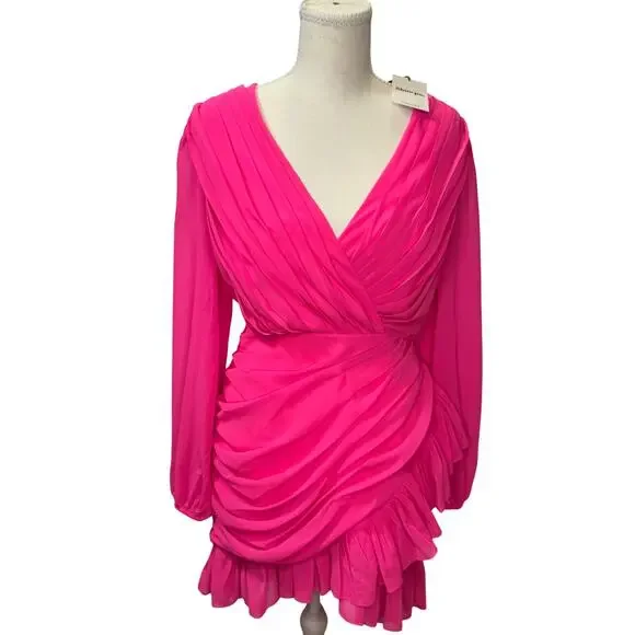 Showpo Can I Be Your Honey Mini Dress Hot Pink NWT Women’s 6 Barbiecore Coquette - Picture 2 of 16